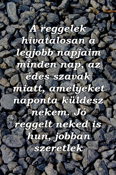 A reggelek hivatalosan a legjobb napjaim minden nap, az édes szavak miatt, amelyeket naponta küldesz nekem. Jó reggelt neked is hun, jobban szeretlek