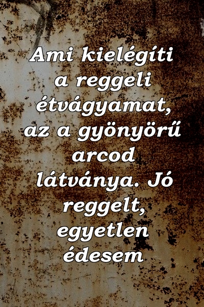 Ami kielégíti a reggeli étvágyamat, az a gyönyörű arcod látványa. Jó reggelt, egyetlen édesem