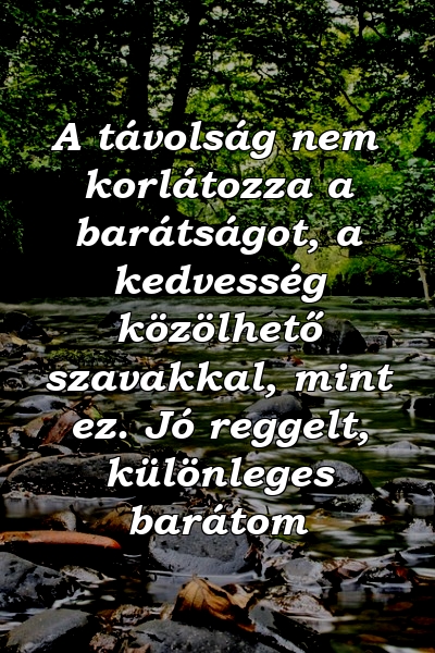 A távolság nem korlátozza a barátságot, a kedvesség közölhető szavakkal, mint ez. Jó reggelt, különleges barátom