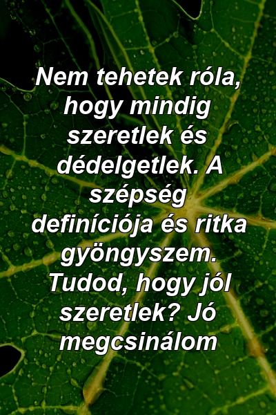 Nem tehetek róla, hogy mindig szeretlek és dédelgetlek. A szépség definíciója és ritka gyöngyszem. Tudod, hogy jól szeretlek? Jó megcsinálom