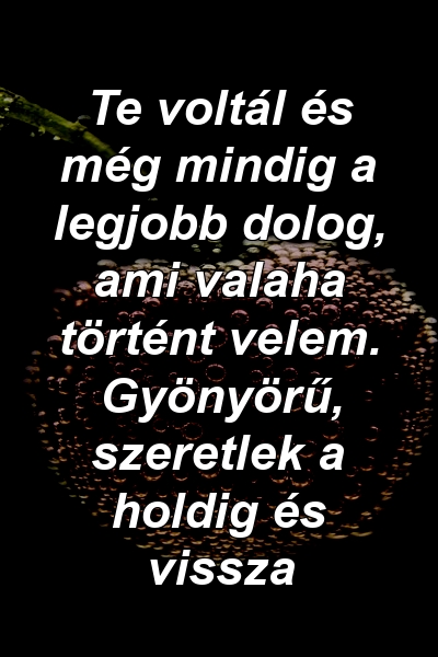 Te voltál és még mindig a legjobb dolog, ami valaha történt velem. Gyönyörű, szeretlek a holdig és vissza