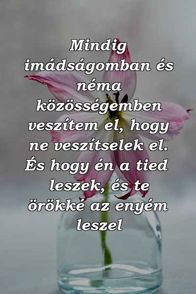 Mindig imádságomban és néma közösségemben veszítem el, hogy ne veszítselek el. És hogy én a tied leszek, és te örökké az enyém leszel