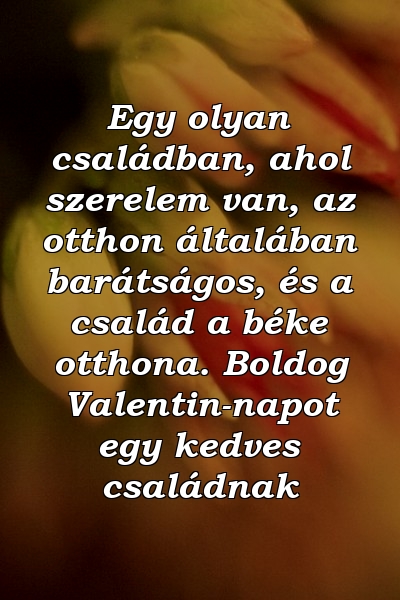 Egy olyan családban, ahol szerelem van, az otthon általában barátságos, és a család a béke otthona. Boldog Valentin-napot egy kedves családnak