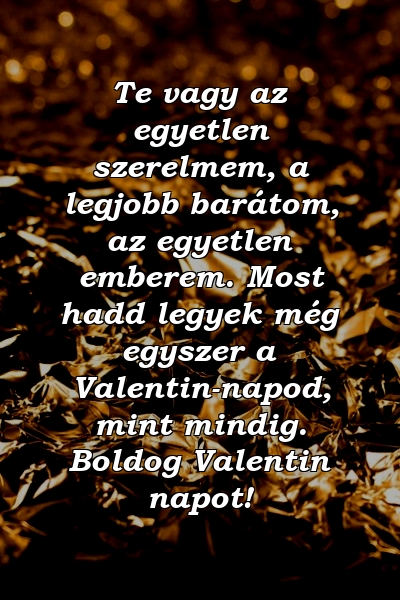 Te vagy az egyetlen szerelmem, a legjobb barátom, az egyetlen emberem. Most hadd legyek még egyszer a Valentin-napod, mint mindig. Boldog Valentin napot!