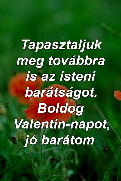 Tapasztaljuk meg továbbra is az isteni barátságot. Boldog Valentin-napot, jó barátom