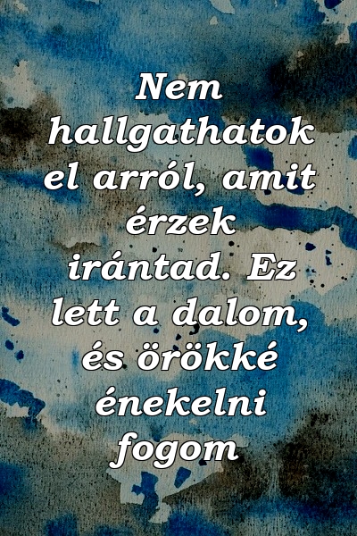 Nem hallgathatok el arról, amit érzek irántad. Ez lett a dalom, és örökké énekelni fogom