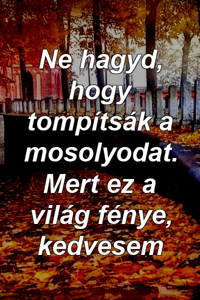 Ne hagyd, hogy tompítsák a mosolyodat. Mert ez a világ fénye, kedvesem