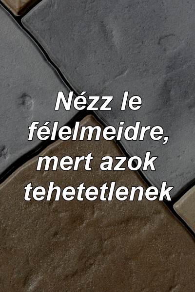 Nézz le félelmeidre, mert azok tehetetlenek