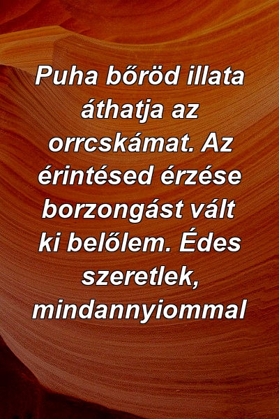 Puha bőröd illata áthatja az orrcskámat. Az érintésed érzése borzongást vált ki belőlem. Édes szeretlek, mindannyiommal