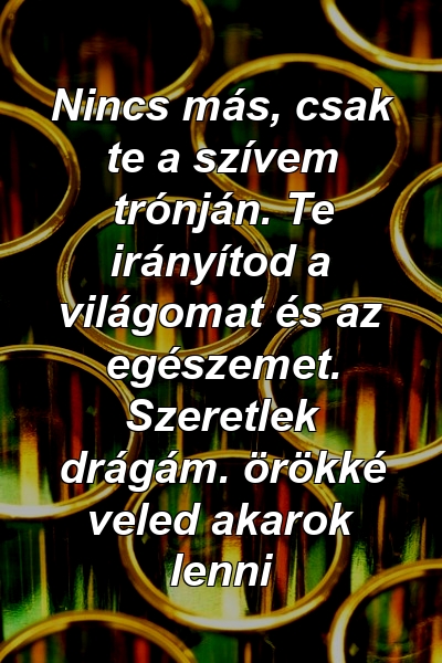 Nincs más, csak te a szívem trónján. Te irányítod a világomat és az egészemet. Szeretlek drágám. örökké veled akarok lenni