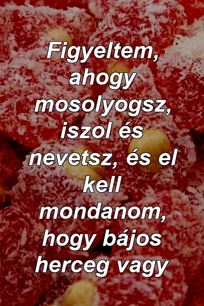 Figyeltem, ahogy mosolyogsz, iszol és nevetsz, és el kell mondanom, hogy bájos herceg vagy