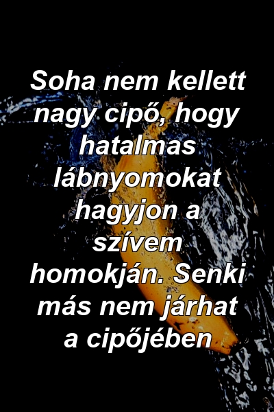 Soha nem kellett nagy cipő, hogy hatalmas lábnyomokat hagyjon a szívem homokján. Senki más nem járhat a cipőjében