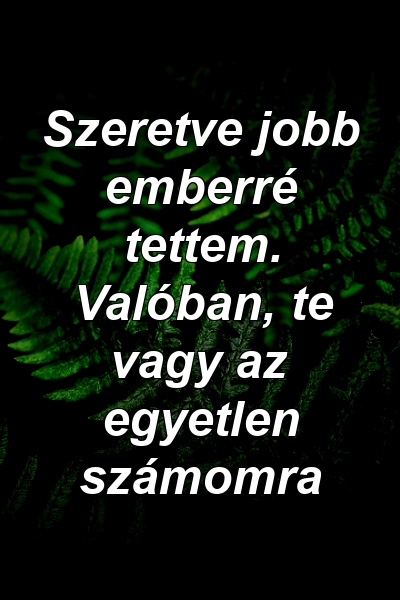 Szeretve jobb emberré tettem. Valóban, te vagy az egyetlen számomra