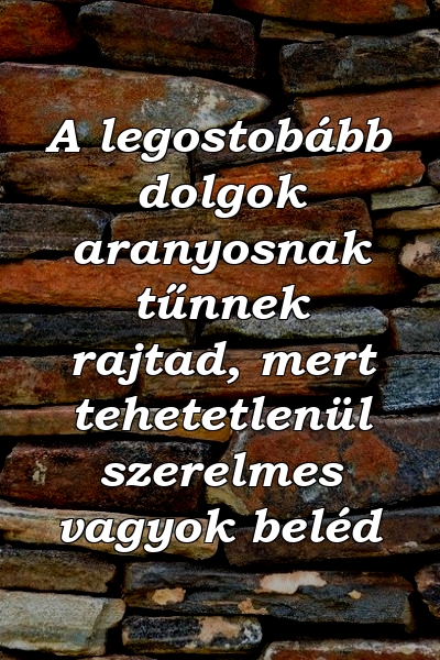 A legostobább dolgok aranyosnak tűnnek rajtad, mert tehetetlenül szerelmes vagyok beléd