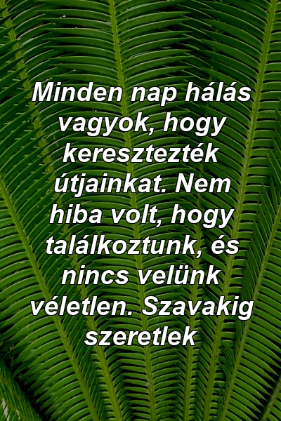 Minden nap hálás vagyok, hogy keresztezték útjainkat. Nem hiba volt, hogy találkoztunk, és nincs velünk véletlen. Szavakig szeretlek