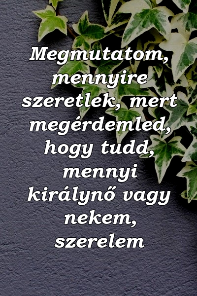 Megmutatom, mennyire szeretlek, mert megérdemled, hogy tudd, mennyi királynő vagy nekem, szerelem