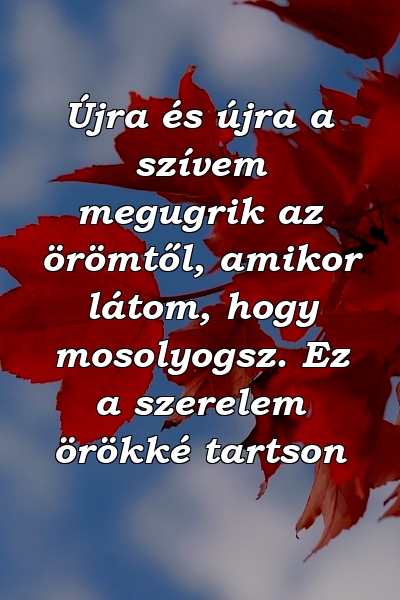 Újra és újra a szívem megugrik az örömtől, amikor látom, hogy mosolyogsz. Ez a szerelem örökké tartson