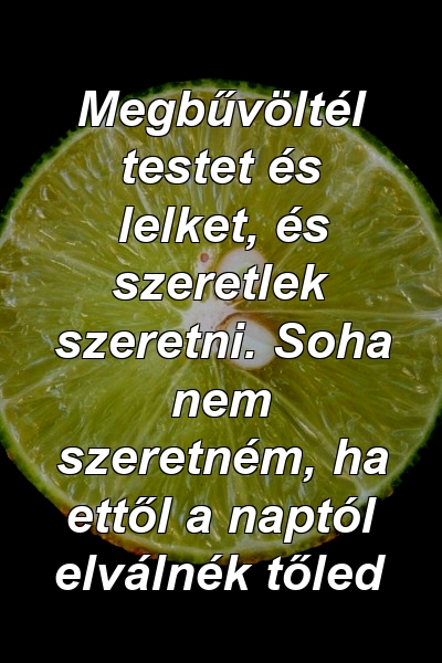 Megbűvöltél testet és lelket, és szeretlek szeretni. Soha nem szeretném, ha ettől a naptól elválnék tőled