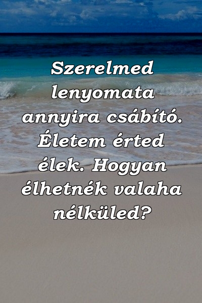 Szerelmed lenyomata annyira csábító. Életem érted élek. Hogyan élhetnék valaha nélküled?