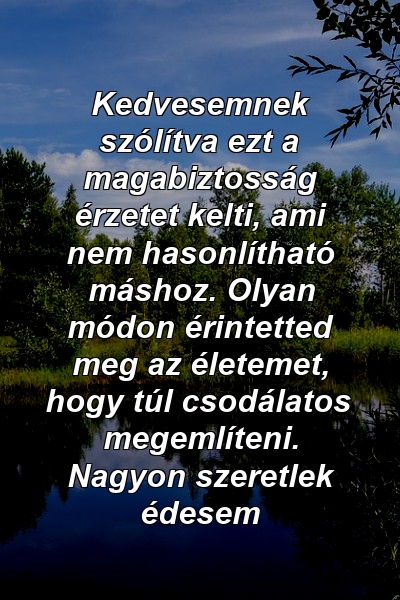 Kedvesemnek szólítva ezt a magabiztosság érzetet kelti, ami nem hasonlítható máshoz. Olyan módon érintetted meg az életemet, hogy túl csodálatos megemlíteni. Nagyon szeretlek édesem