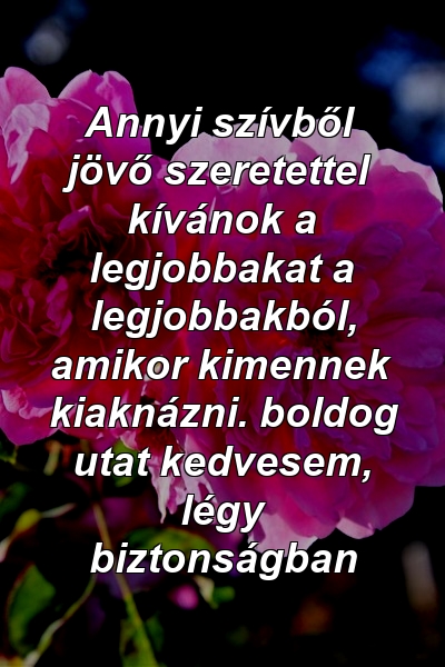 Annyi szívből jövő szeretettel kívánok a legjobbakat a legjobbakból, amikor kimennek kiaknázni. boldog utat kedvesem, légy biztonságban