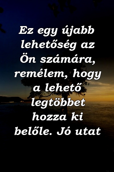 Ez egy újabb lehetőség az Ön számára, remélem, hogy a lehető legtöbbet hozza ki belőle. Jó utat