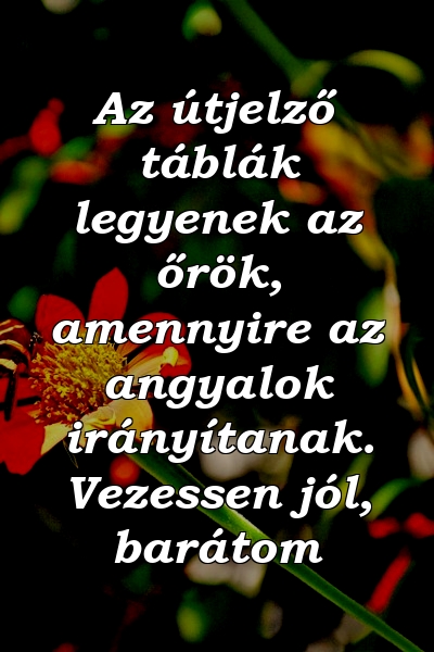 Az útjelző táblák legyenek az őrök, amennyire az angyalok irányítanak. Vezessen jól, barátom