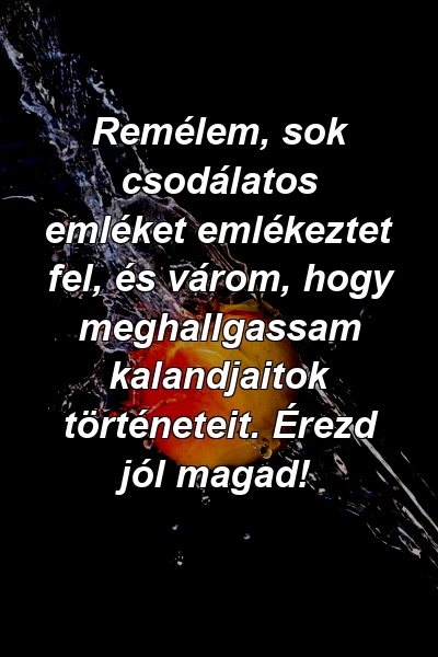 Remélem, sok csodálatos emléket emlékeztet fel, és várom, hogy meghallgassam kalandjaitok történeteit. Érezd jól magad!