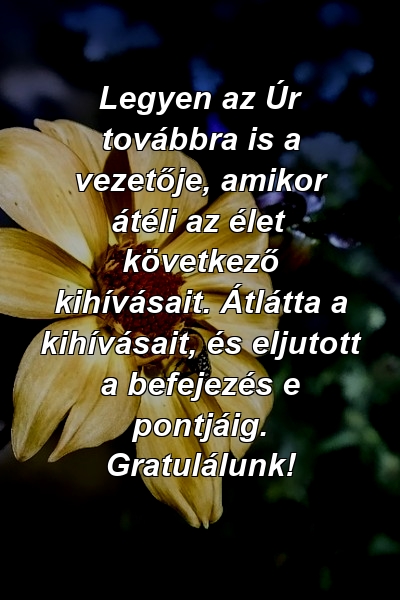 Legyen az Úr továbbra is a vezetője, amikor átéli az élet következő kihívásait. Átlátta a kihívásait, és eljutott a befejezés e pontjáig. Gratulálunk!