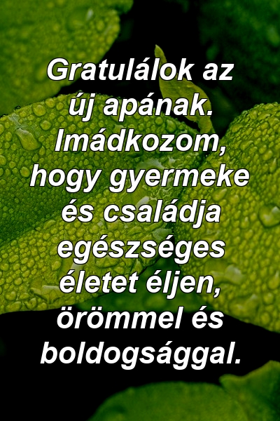 Gratulálok az új apának. Imádkozom, hogy gyermeke és családja egészséges életet éljen, örömmel és boldogsággal.