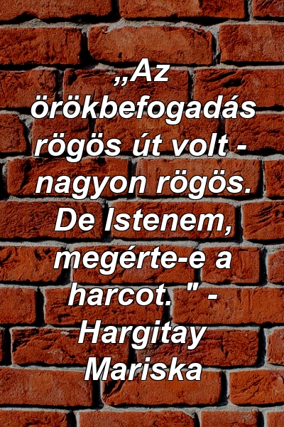 „Az örökbefogadás rögös út volt - nagyon rögös. De Istenem, megérte-e a harcot. " - Hargitay Mariska