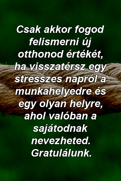 Csak akkor fogod felismerni új otthonod értékét, ha visszatérsz egy stresszes napról a munkahelyedre és egy olyan helyre, ahol valóban a sajátodnak nevezheted. Gratulálunk.