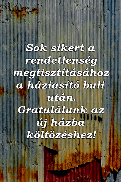 Sok sikert a rendetlenség megtisztításához a háziasító buli után. Gratulálunk az új házba költözéshez!